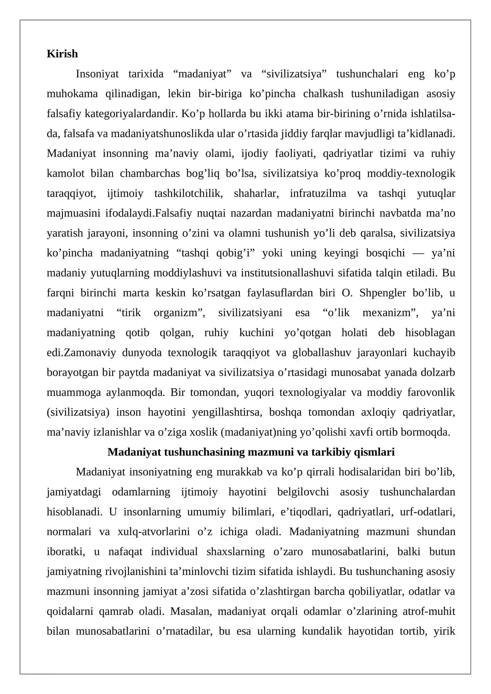 Sivilizatsiya va madaniyat o’rtasidagi farqlar 2