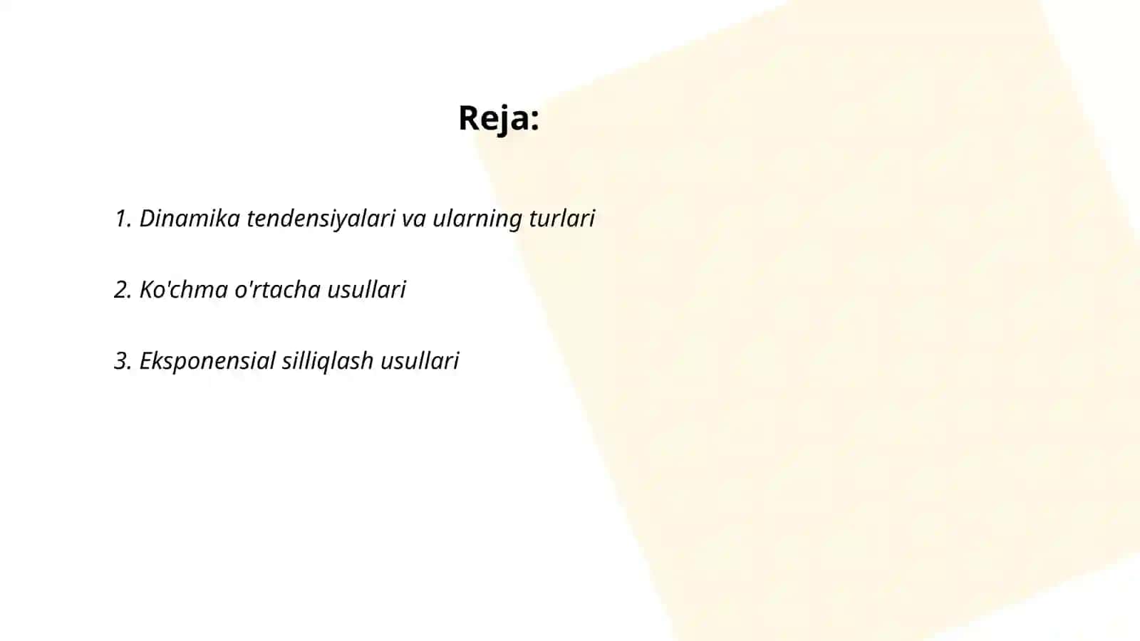 Dinamika tendensiyalarini aniqlash usullari 2
