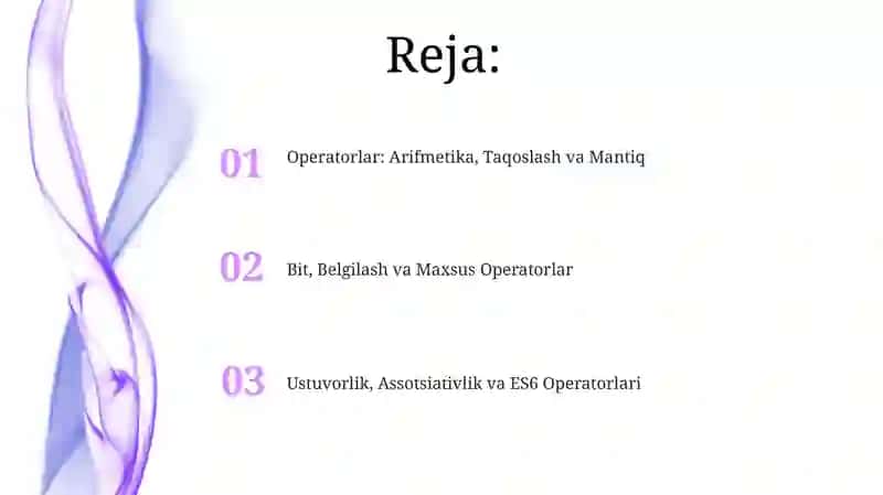 Javascript dasturiy tili operatorlar 2
