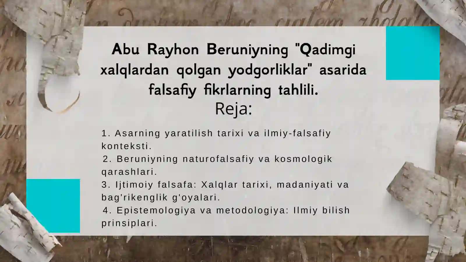 Abu Rayhon Beruniyning "Qadimgi xalqlardan qolgan yodgorliklar" asarida falsafiy fikrlarning tahlili 2