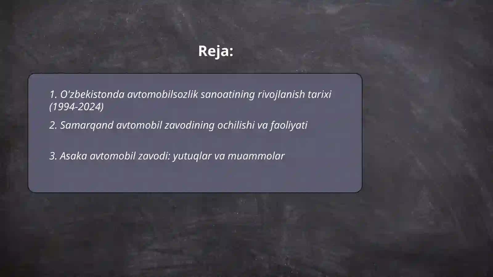 1994 2024 yillarda Oʻzbekistonda avtamabilsozlik 2