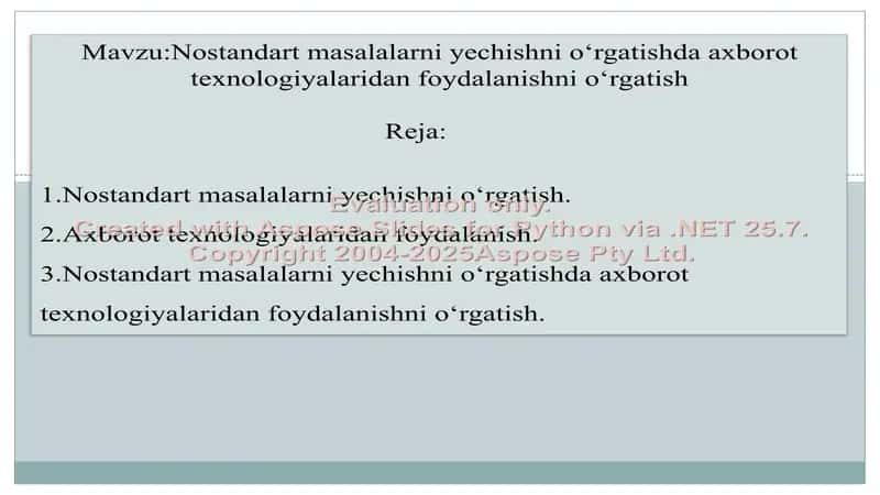 Nostandart masalalarni yechishni o‘rgatishda axborot texnologiyalaridan foydalanishni o‘rgatish 2