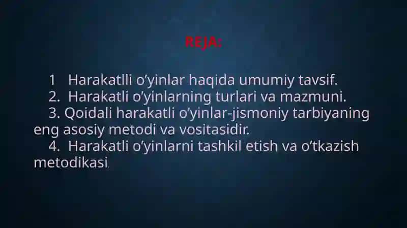XARAKATLI O’YINLARNI TASHKIL QILISH VA O’TKAZISH 2