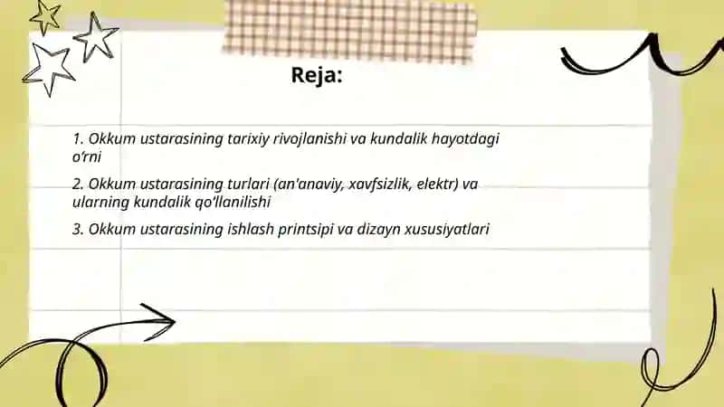 Okkum ustarasi va kundalik hayotda qoʻllanishi 2