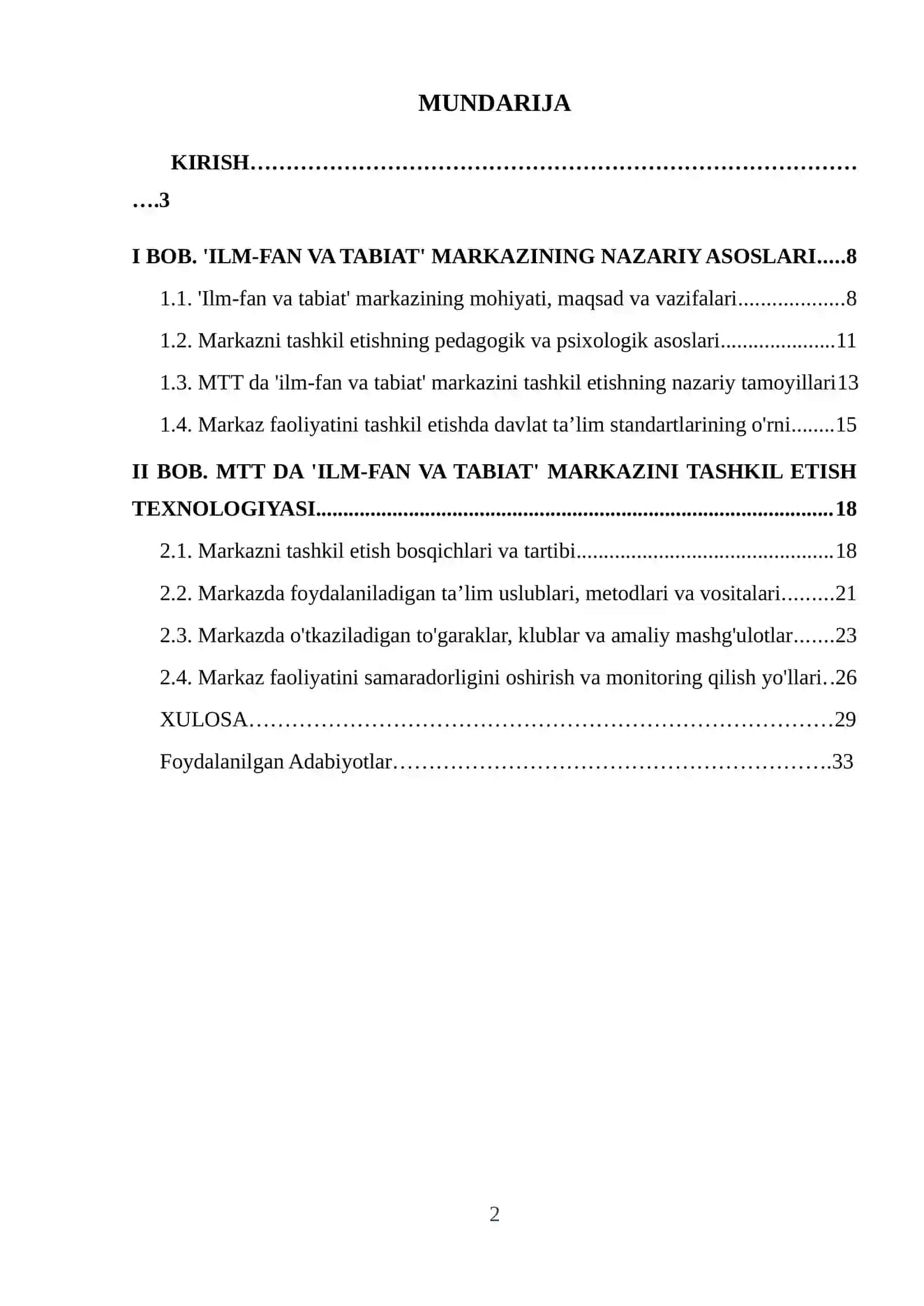 Maktabgacha taʼlim tashkilotlarida 'ilm-fan va tabiat' markazini tashkil etish texnologiyasi 2
