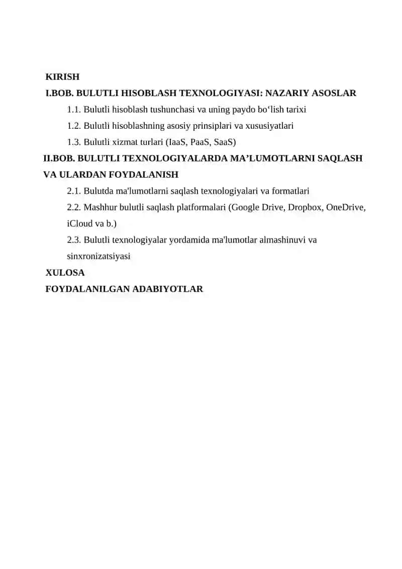 BULUTLI HISOBLASH VA MALUMOTLARNI SAQLASH 2