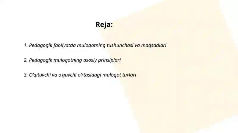 Pedagogik faoliyatda muloqot 2