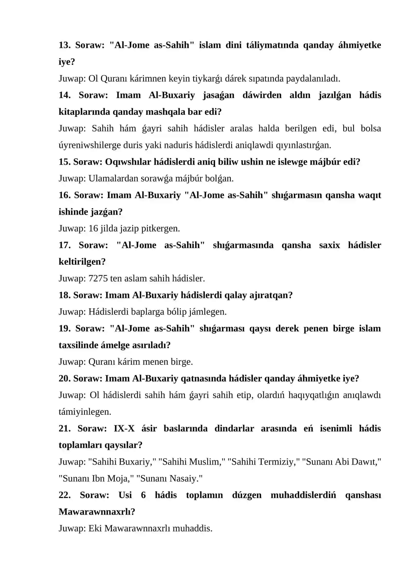 Hadıs ilimnıń payda bolıwı hám rawajlanıwı. 2