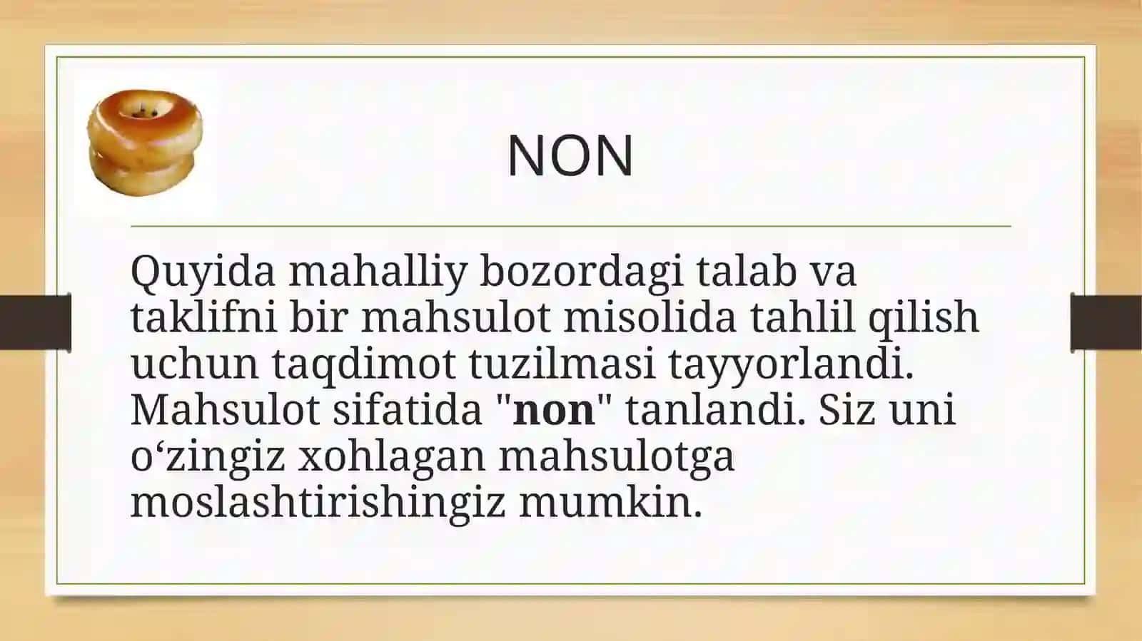 Mahalliy Bozorda Talab va Taklif Tahlili Misol: Non Mahsuloti 2