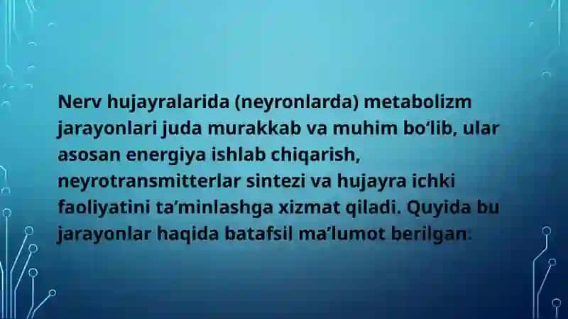 Nerv hujayralarida metabolizm jarayonlari 2