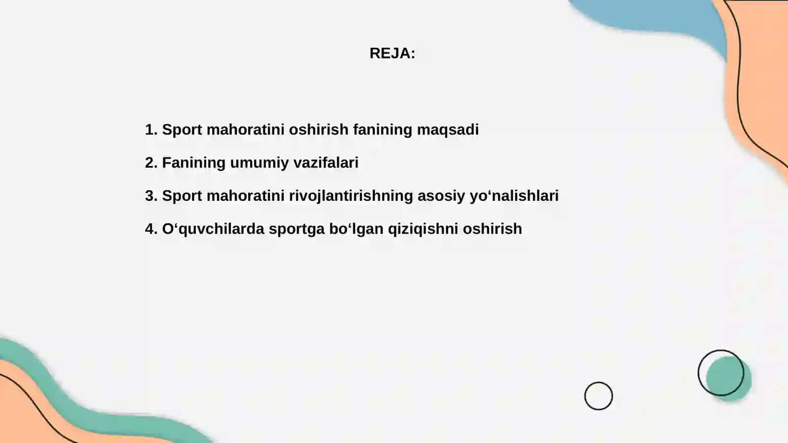 Sport mahoratini oshirish fanining maqsadi hamda vazifalari 2