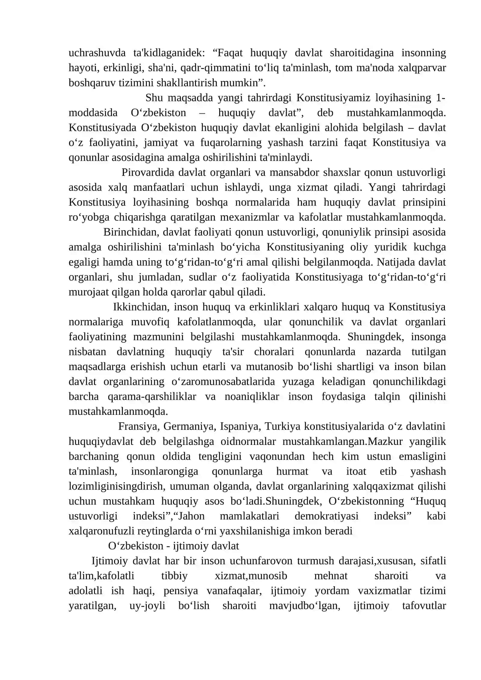 O‘zbekiston suveren, demokratik, huquqiy, ijtimoiy va dunyoviy davlat 2