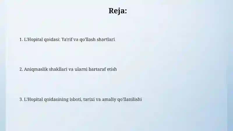 Lopital qoidalari 2