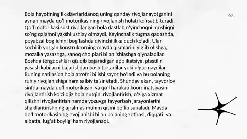 Teri tuyishni va mayda qoʻl motorikasini rivojlantirish 2