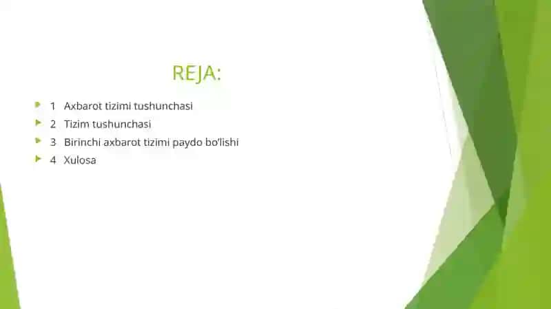 AXBAROT TIZIMLARINING TASNIFI 2