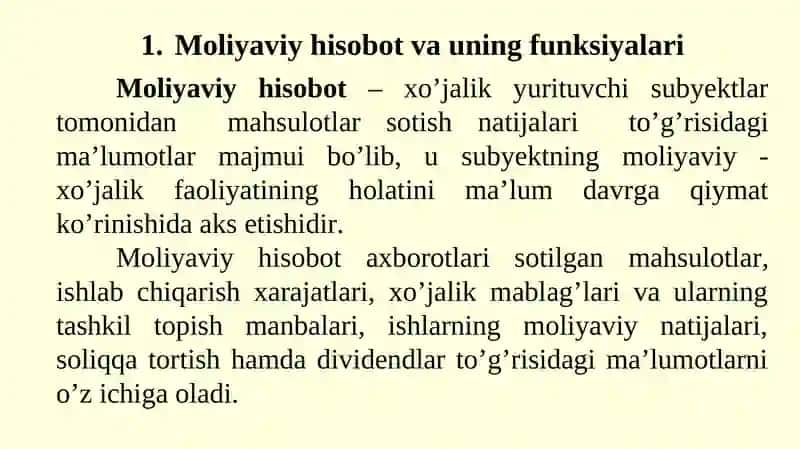 Moliyaviy hisobotlar va pul oqimlari 2