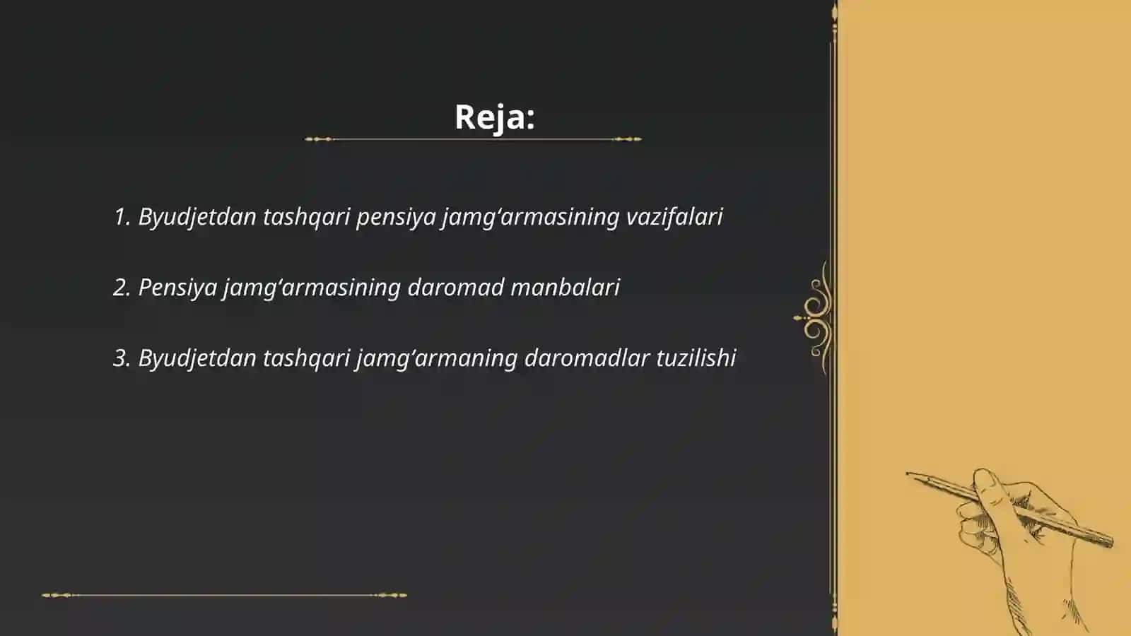 Byudjetdan tashqari pensiya jamgʻarmasi, daromadlari va xarajatlari 2