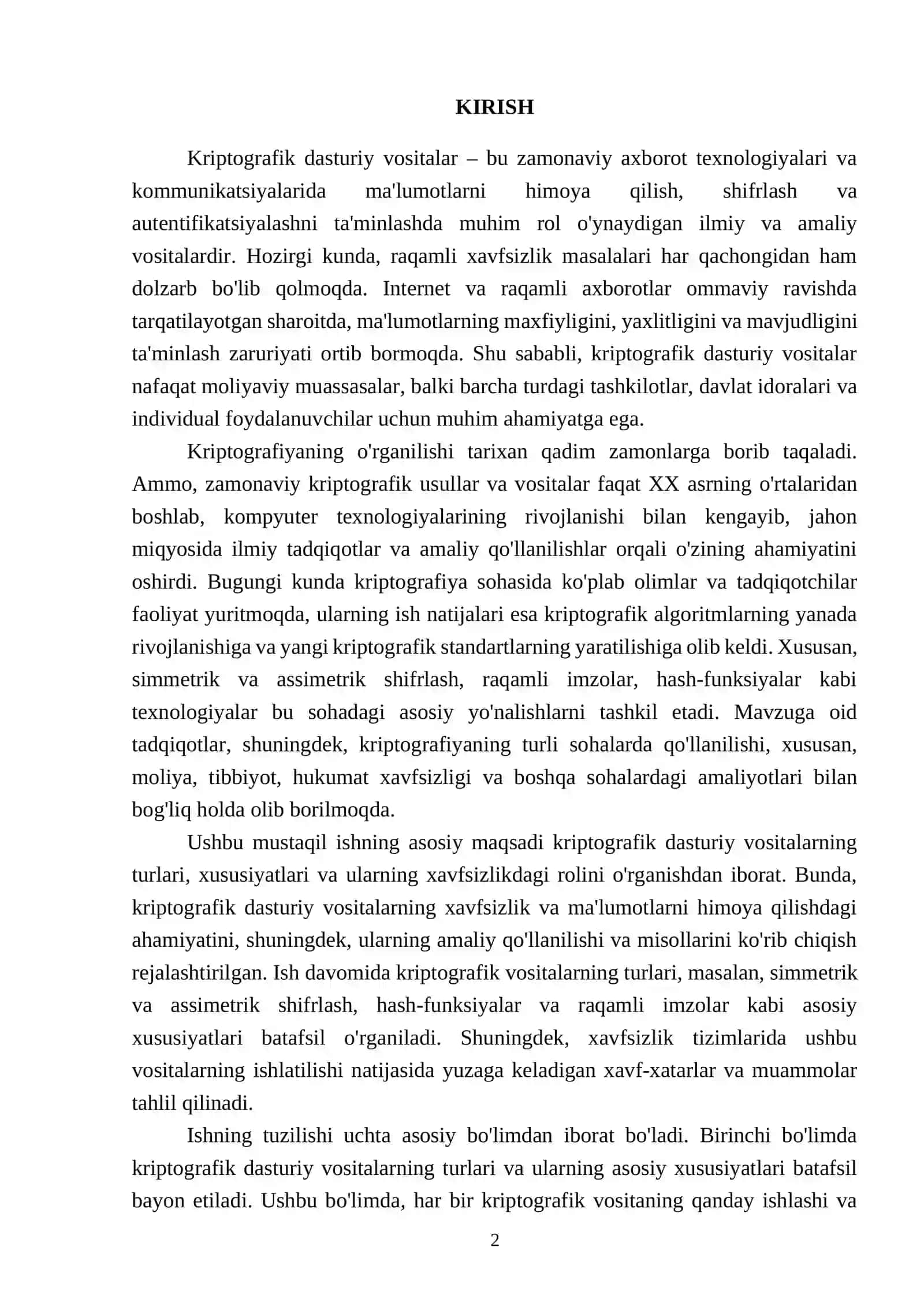 Kriptografik dasturiy vositalar va ularning qo‘llanilishi 2