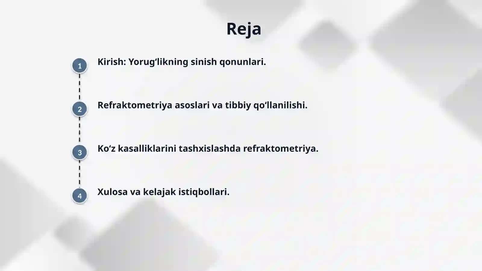 Yorugʻlikning sinsh qaytsh qonuni  tibbiy tashxis amaliyotida refraktametrik usullaring qollanishi 2