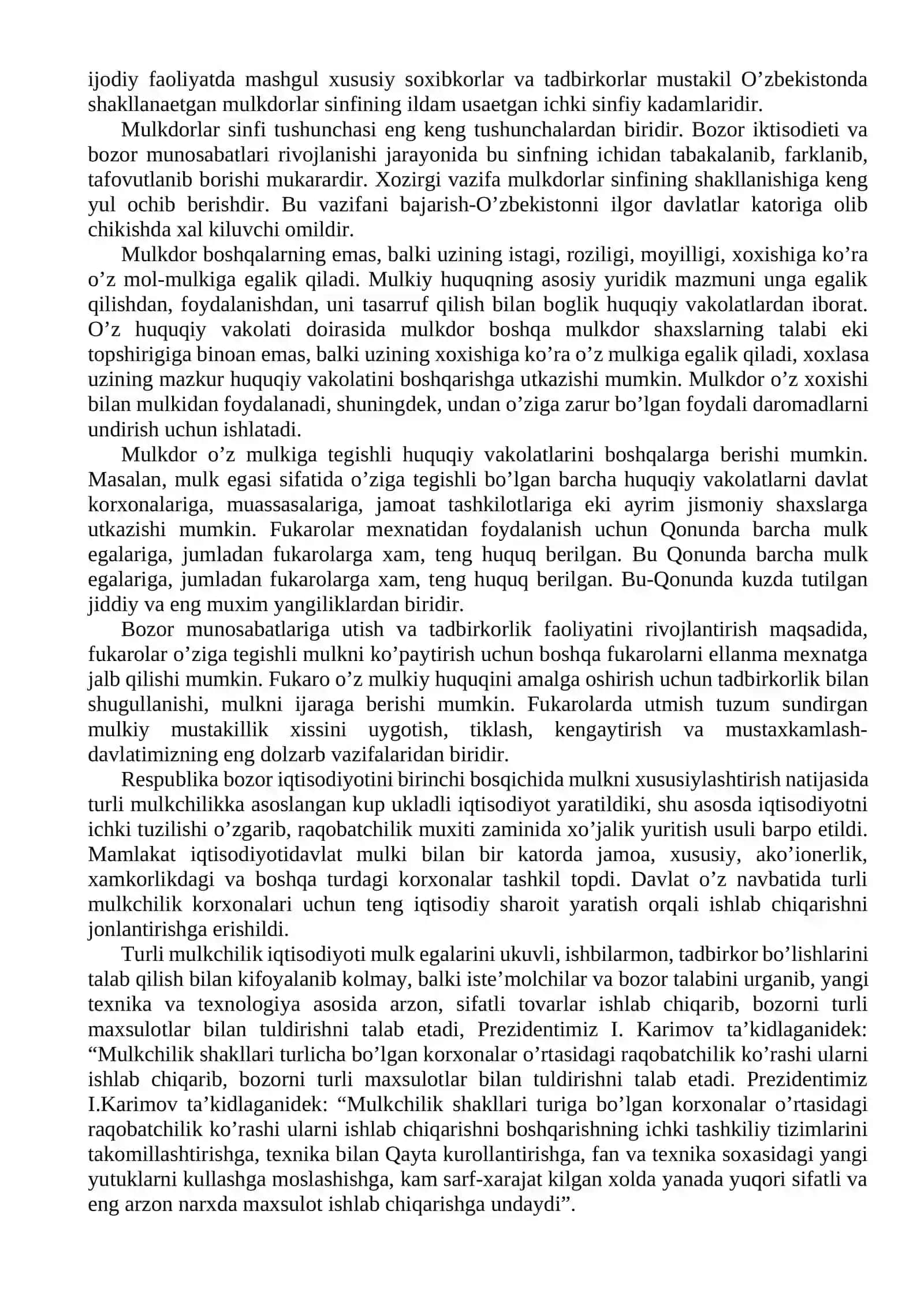 Mulk va tadbirkorlikning shakllanishining iqtisodiy yo’llari 2