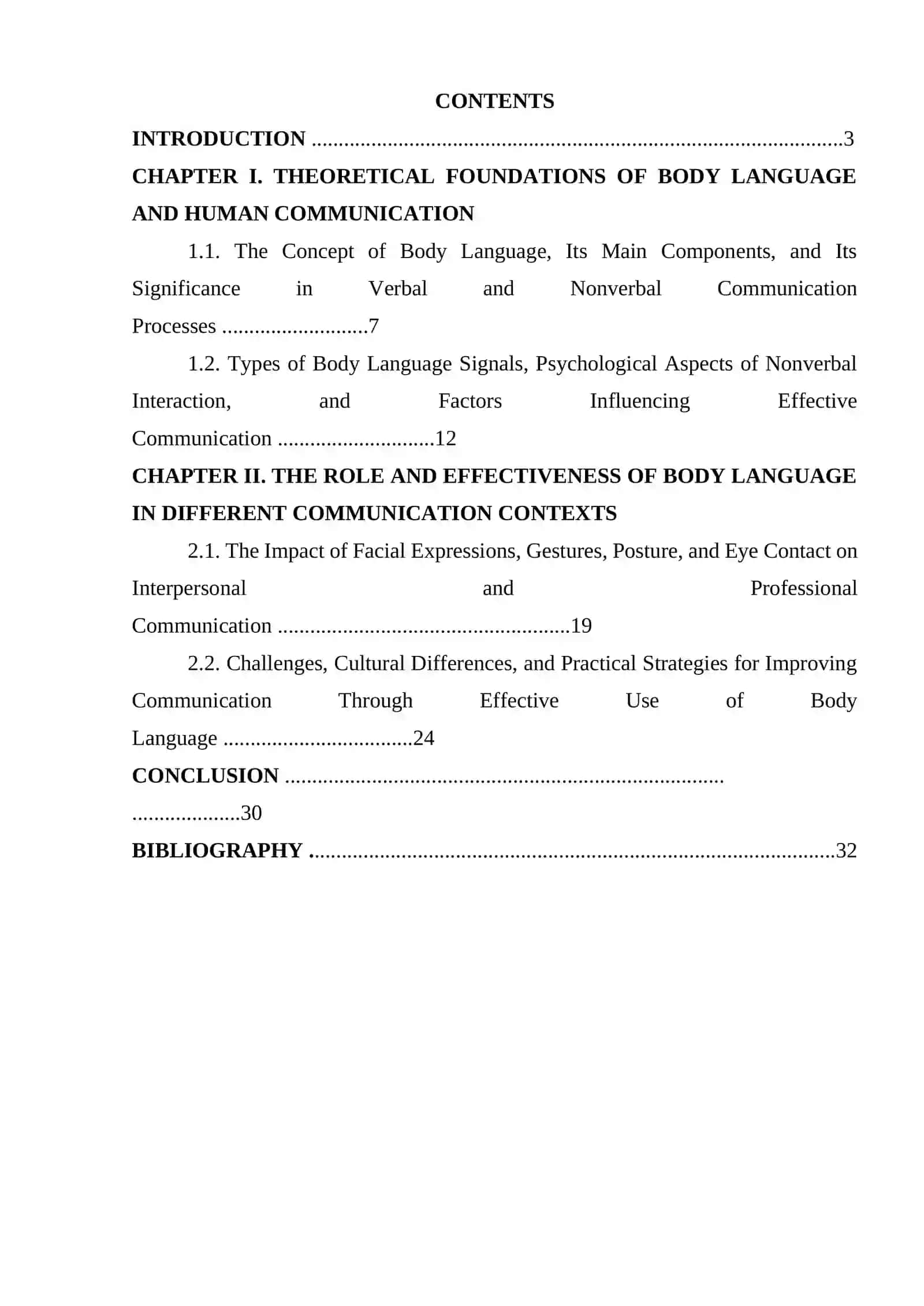 Course Paper on "The Impact of Body Language on Communication" 2
