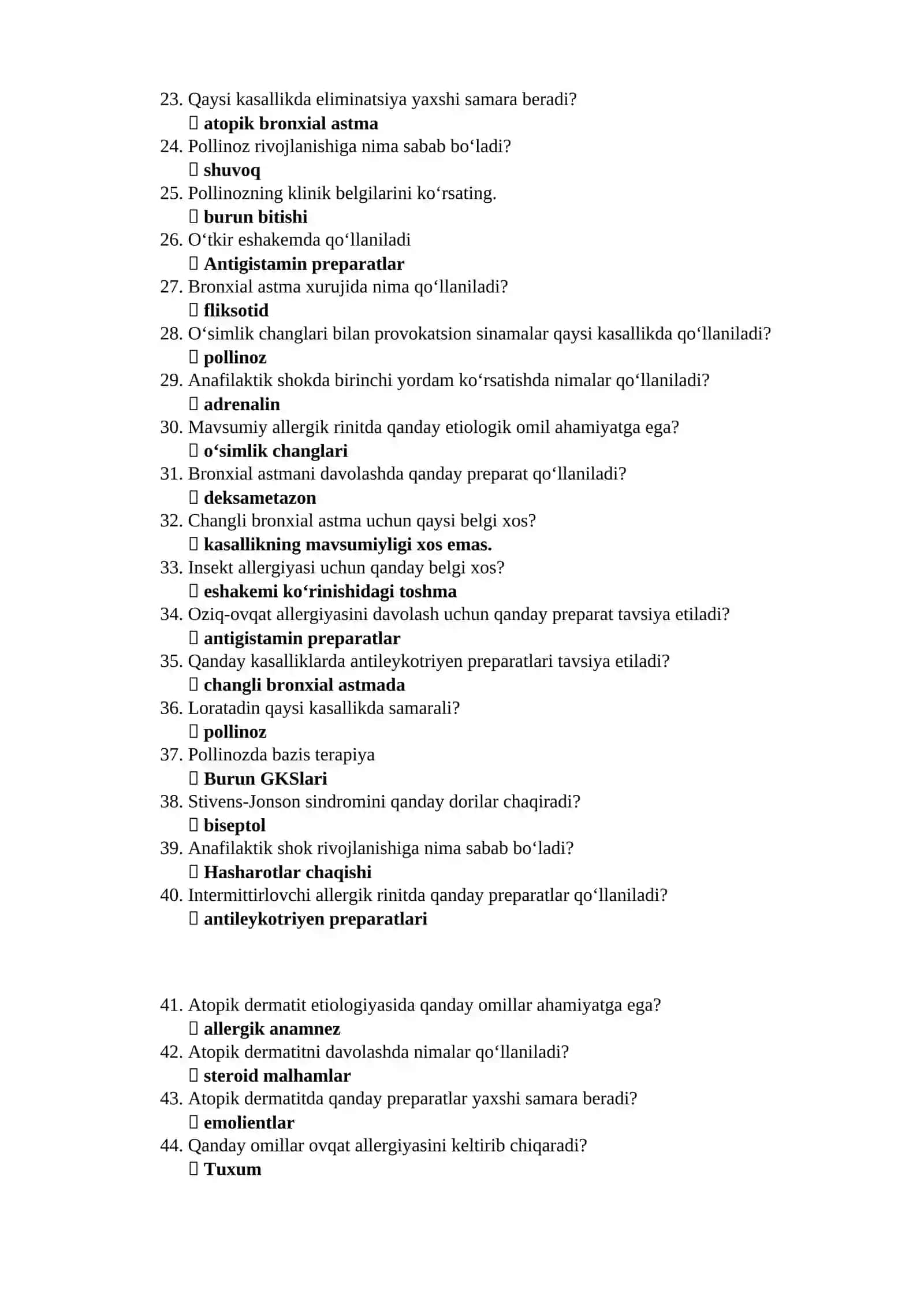 Allergologiya va klinik immunologiya savollar va javoblar 2