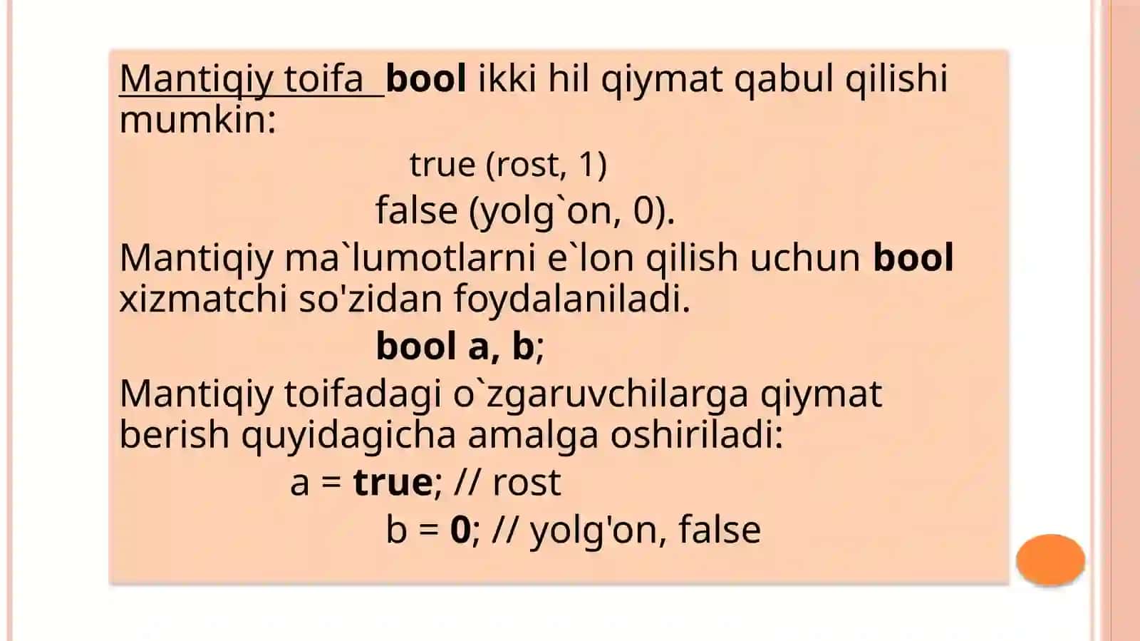 ma`lumotlarning mantiqiy toifalari taqdimot 2