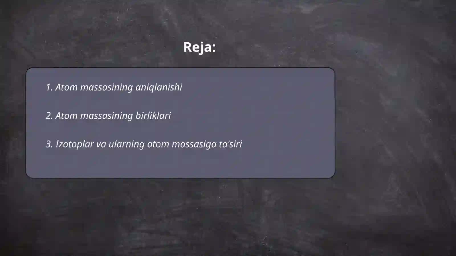 Atom massa. Molekulyar massa. Molyar massa va Allatropiya 2
