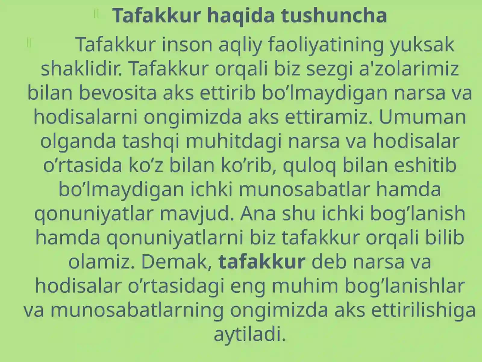 Tafakkur. Nutqning psixologik tasnifi 2