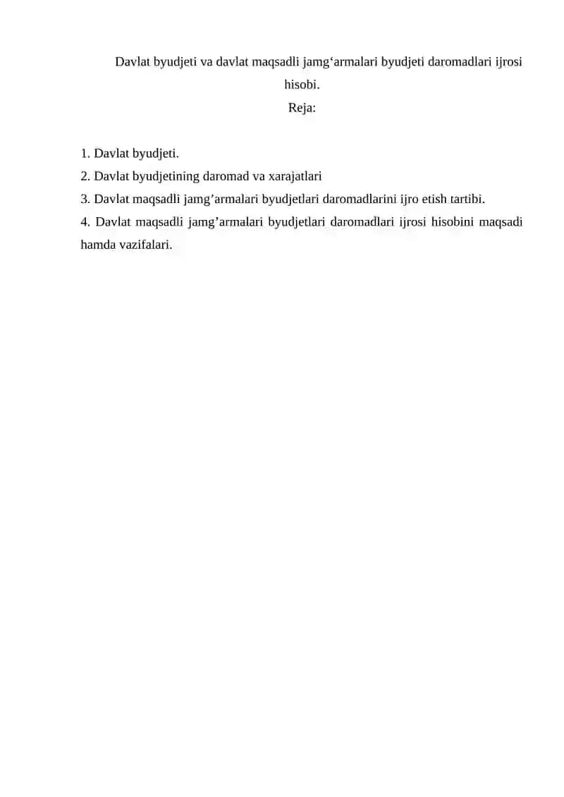 Davlat byudjeti va davlat maqsadli jamg'armalari daromadlari ijrosi hisobi 2