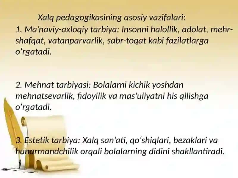 Inson kamolotida xalq pedagogikasining tutgan oʻrni 2
