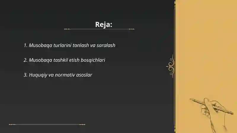 Musobaqa tashkil etish va musobaqa qoidalari 2