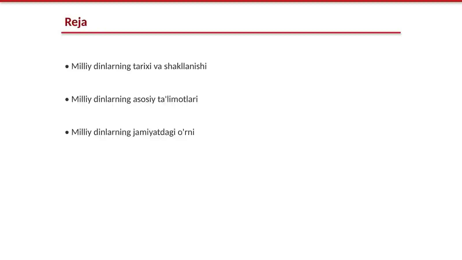 Milliy dinlarning asosiy talimoti 2