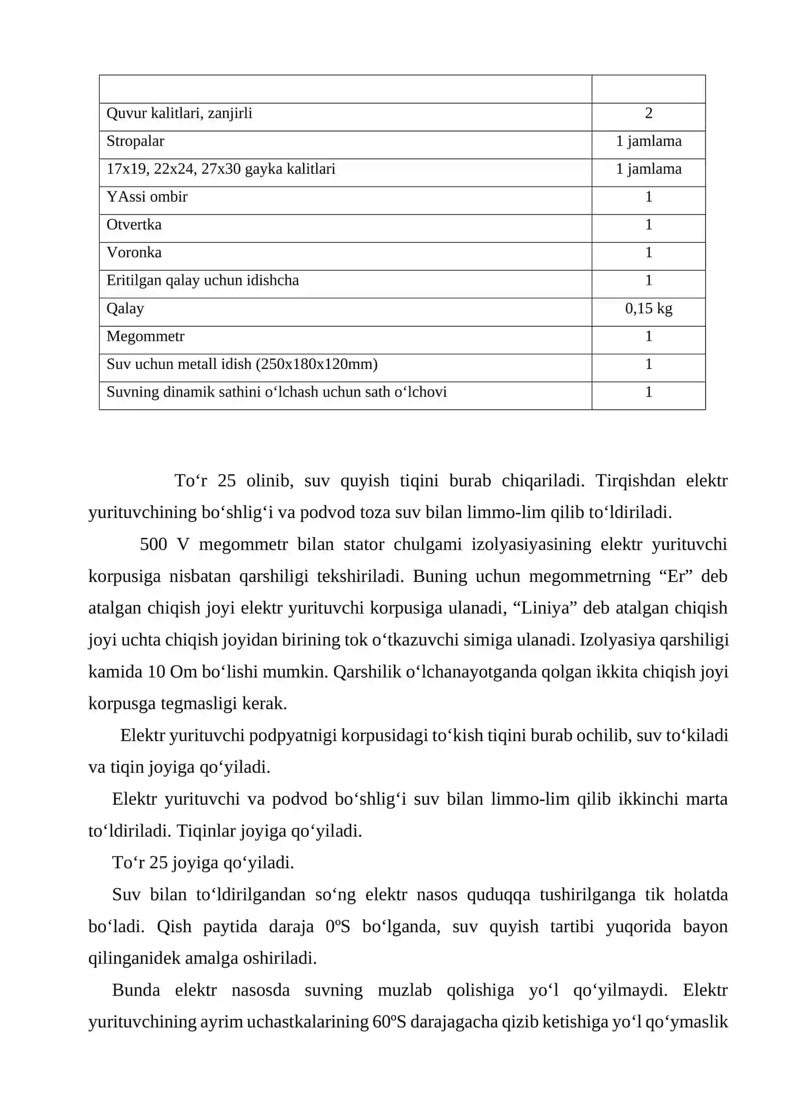 Quduqqa nasos kuch jixozini tanlash 2