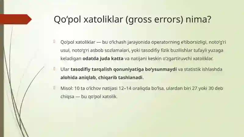 Qo'pol xatoliklarning namoyon bo'lishini aniqlash 2