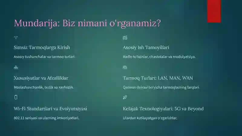 Simsiz Tarmoqlar va Kelajakdagi Aloqa: Asosiy Xususiyatlar va Imkoniyatlar 2