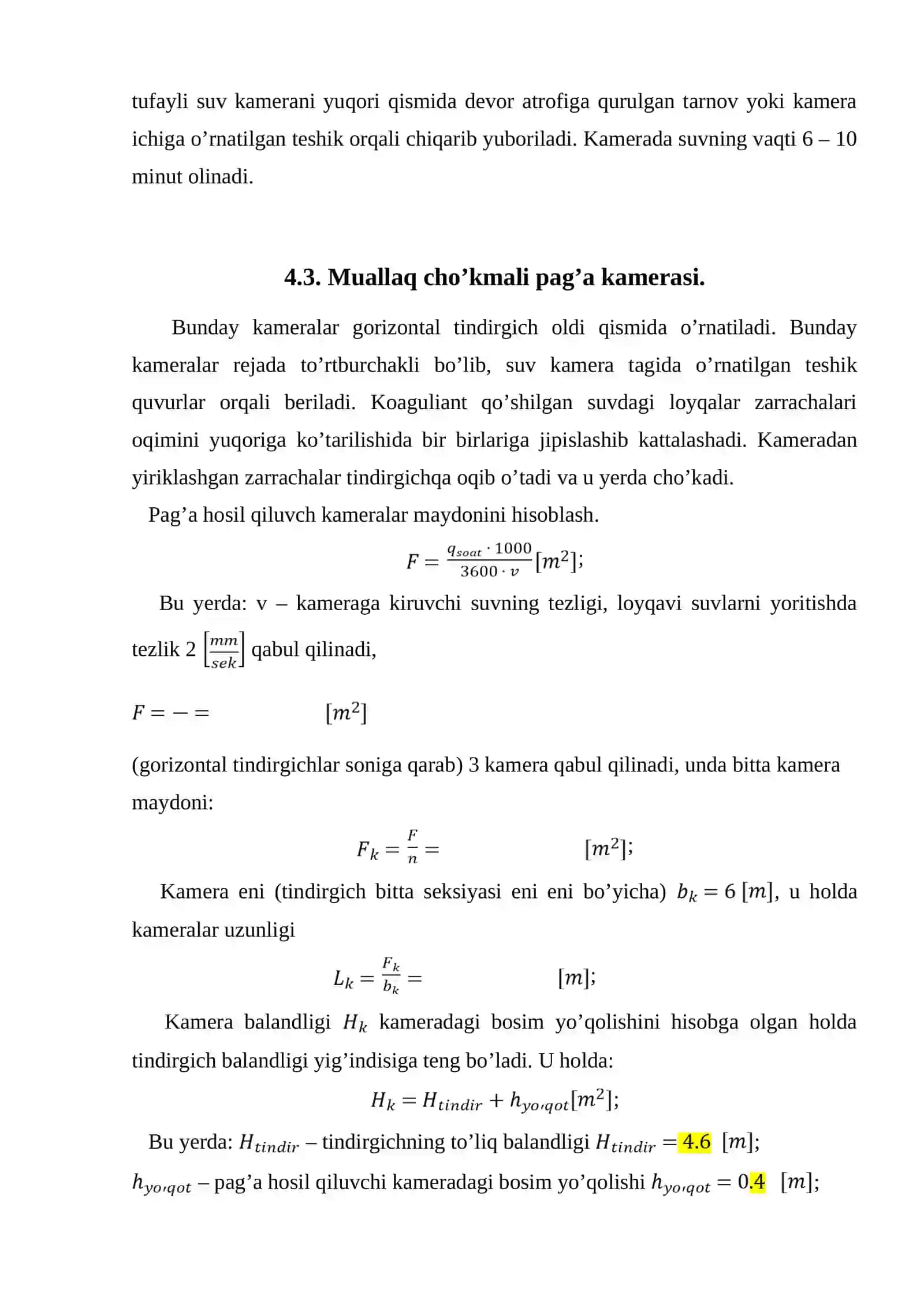 Pag’a hosil qiluvchi kameralar hisobi 2