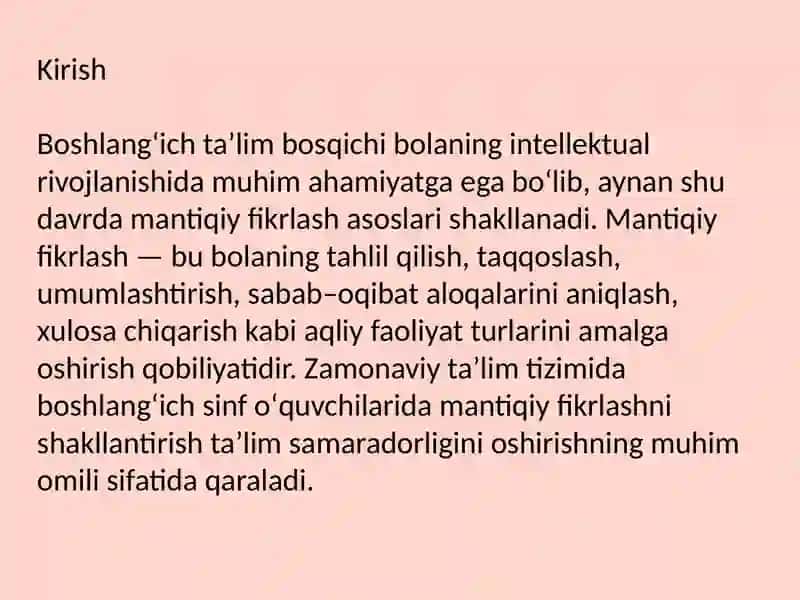 boshlangʻich sinf oʻquvchilarida mantiqiy fikrlashni rivojlantirishga yoʻnaltirilgan mashqlar 2