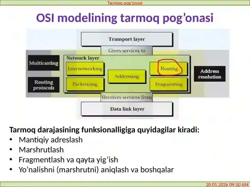 Kompyutertarmoqlari 14-Ma’ruza Tarmoqpog’onasi 2