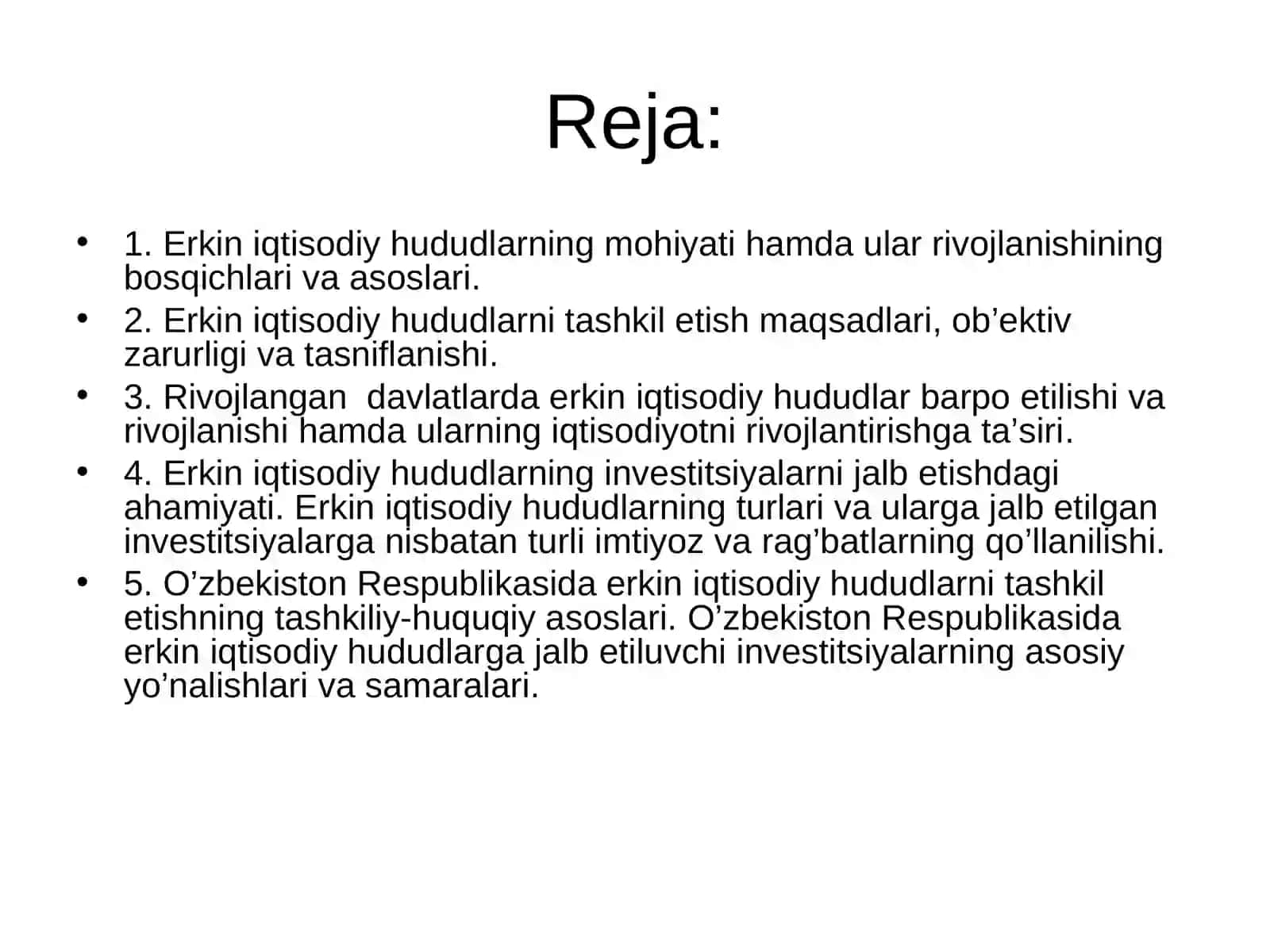 Iqtisodiyotga investitsiyalarni jalb etishda erkin iqtisodiy hududlarning o’rni 2