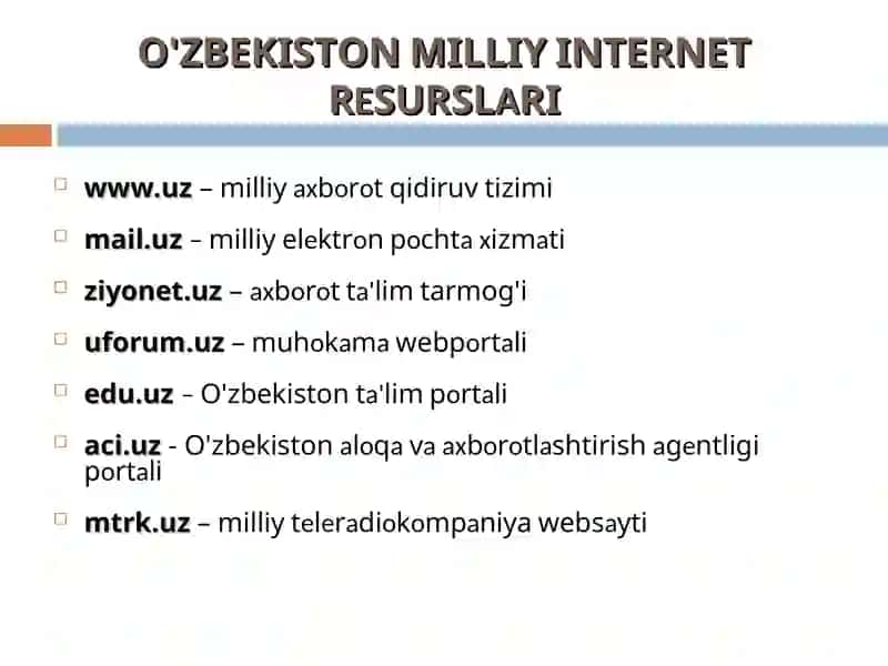 O'ZBEKISTON MILLIY INTERNET RESURSLARI 2