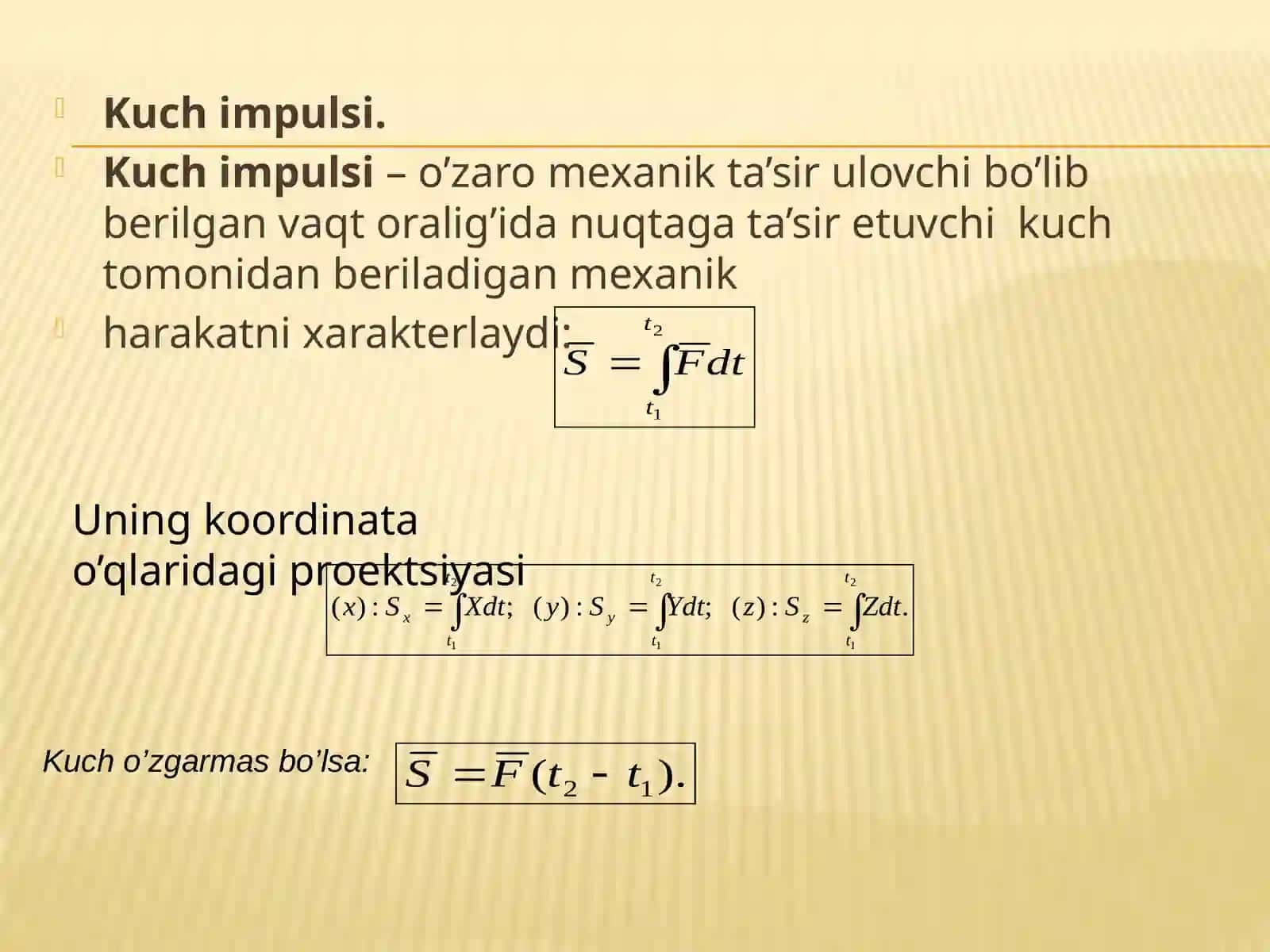 MEXANIK SISTEMA HARAKAT MIQDORINING O’ZGARISHI HAQIDAGI TEOREMA 2