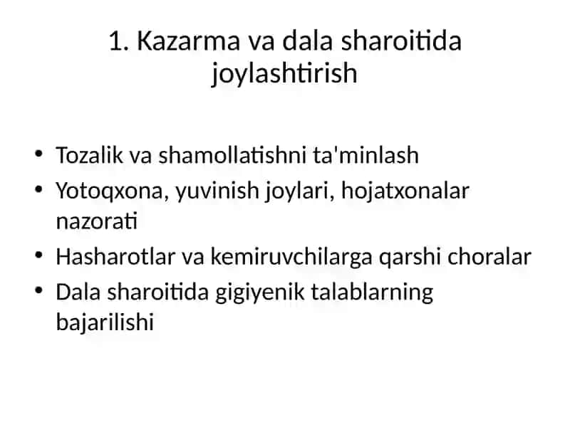 Harbiy sharoitlarda sanitariya-gigiyena nazorati 2