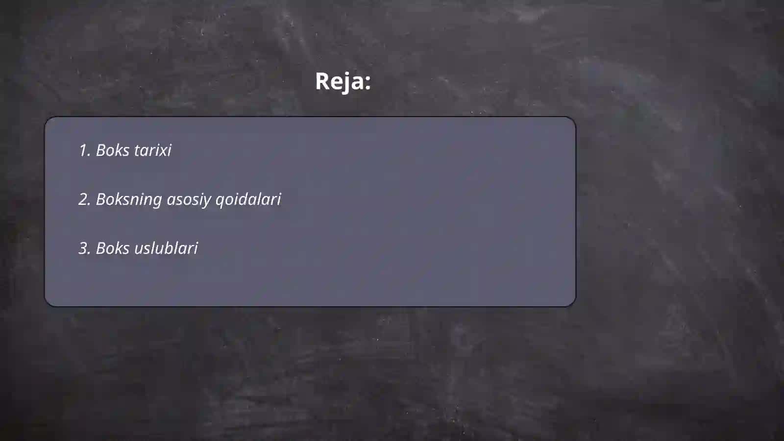 Boks haqida referat tayyorlash 2