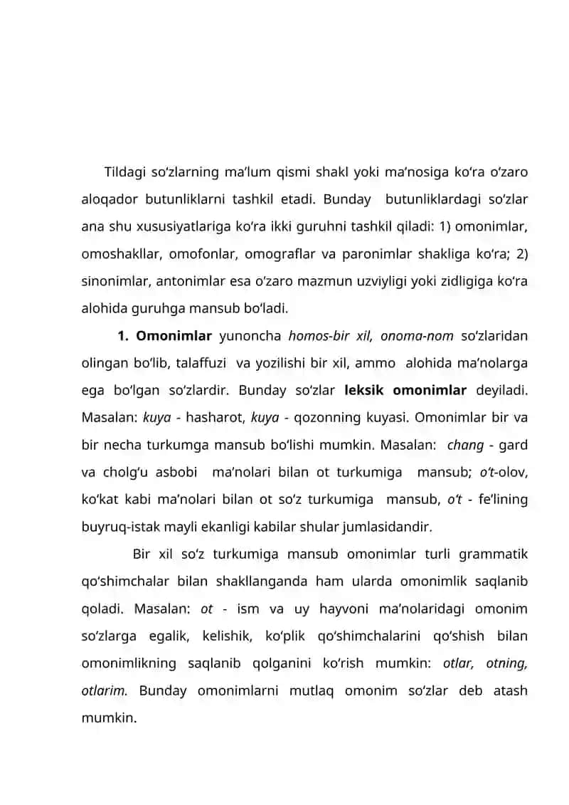 So‘zlarning shakl va ma’no munosabatiga ko‘ra turlari 2