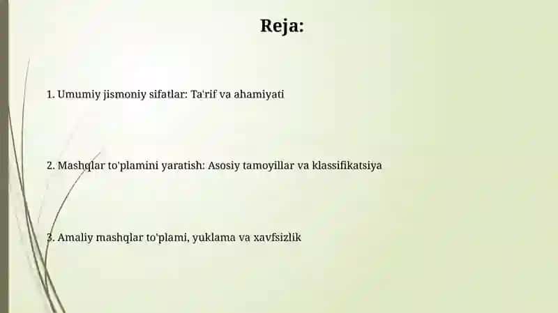 Umumiy jismoniy sifatlarni rivojlantiruvchi mashqlar majmuasi 2
