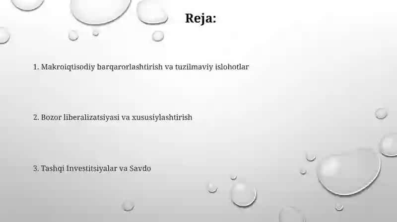Oʻzbekiston Respublikasining bozor munosabatlariga oʻtish konsepsiyasi va strategiyasi 2
