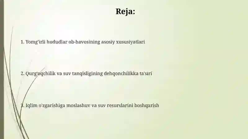 Yomg'irli hududlar ob-havosining tahlili 2