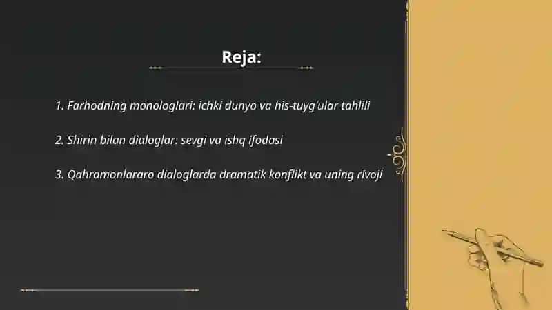 Farhod va shirin dostonidagi qahromon nutqi va dialoglar ustida ishlash 2