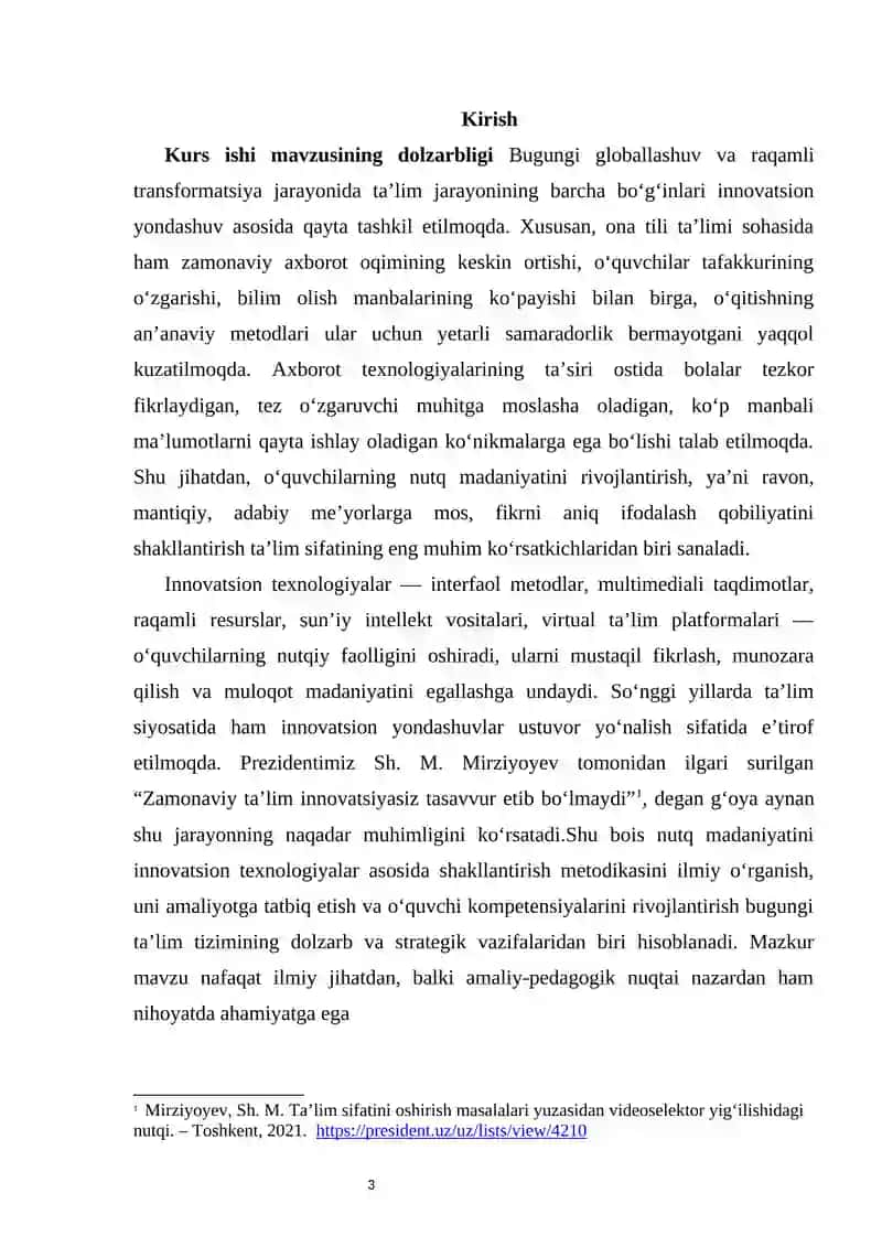 Innavatsion ta'lim sharoitida o'quvchilarning nutq madaniyatini shakllantirish metodikasi 2
